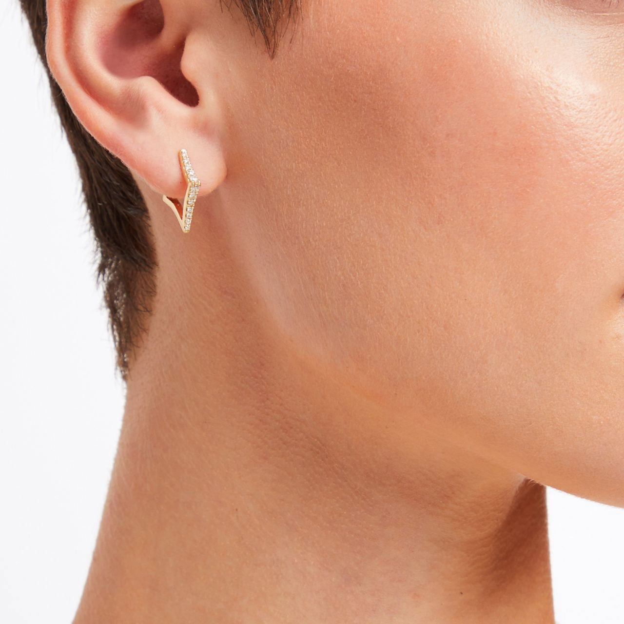 Geometric Diamond Huggie Hoop Earrings