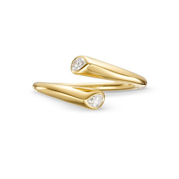 Pear Shape Diamond Bezel Open Ring In Yellow Gold 14K