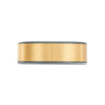 14K Gold And Tantalum Edge 7.5mm Wedding Band In Yellow Gold/tantalum 14K