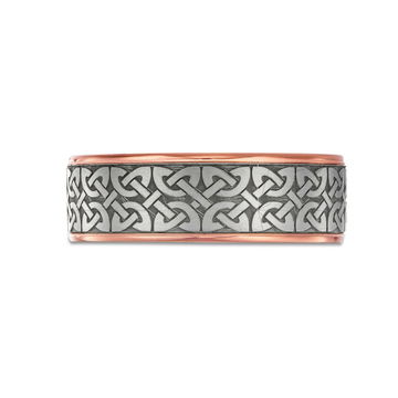 Tantalum And 14K Gold Edge Celtic 7.5mm Wedding Band In Rose Gold/tantalum 14K