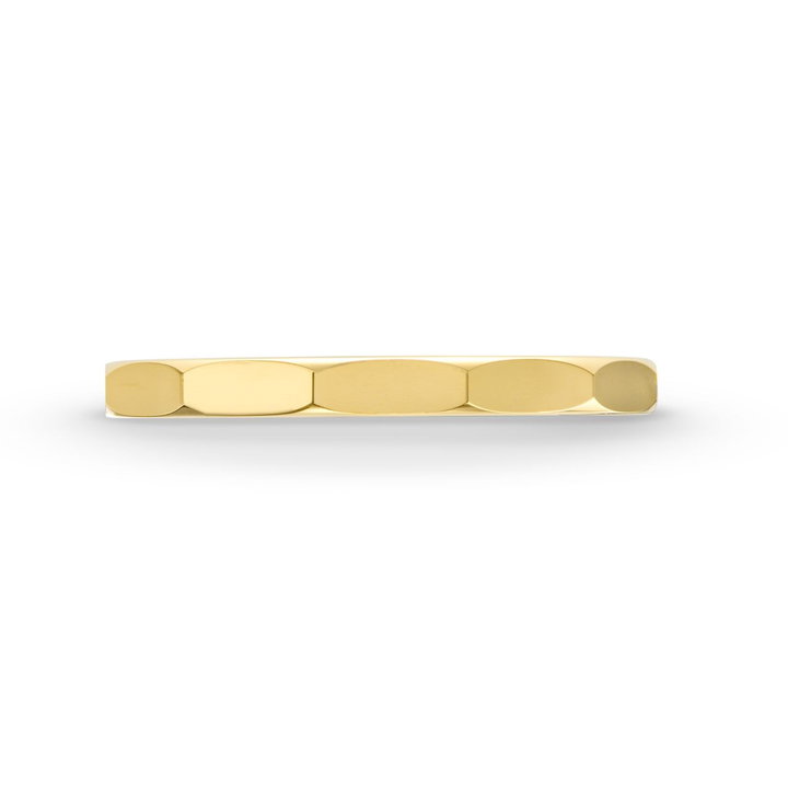 High Polish Faceted Pattern 2mm Wedding Band In Solid 14K Yellow Gold
