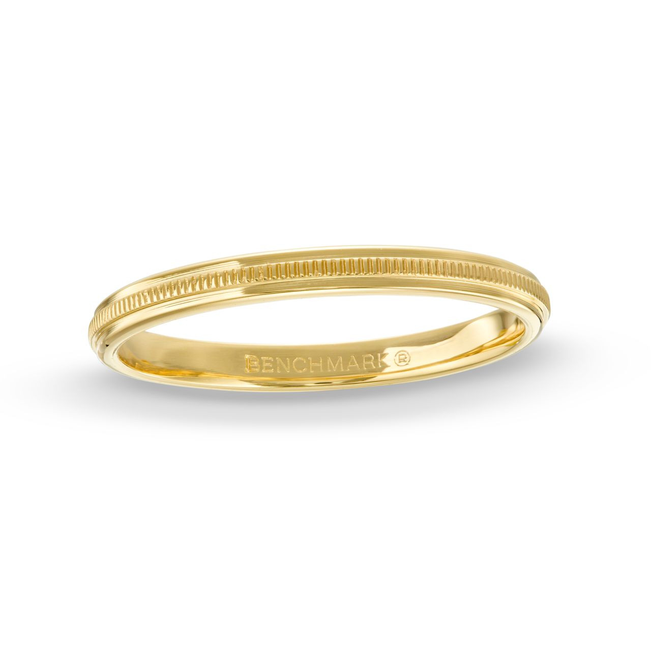 High Polish Milgrain Center 2mm Wedding Band 1