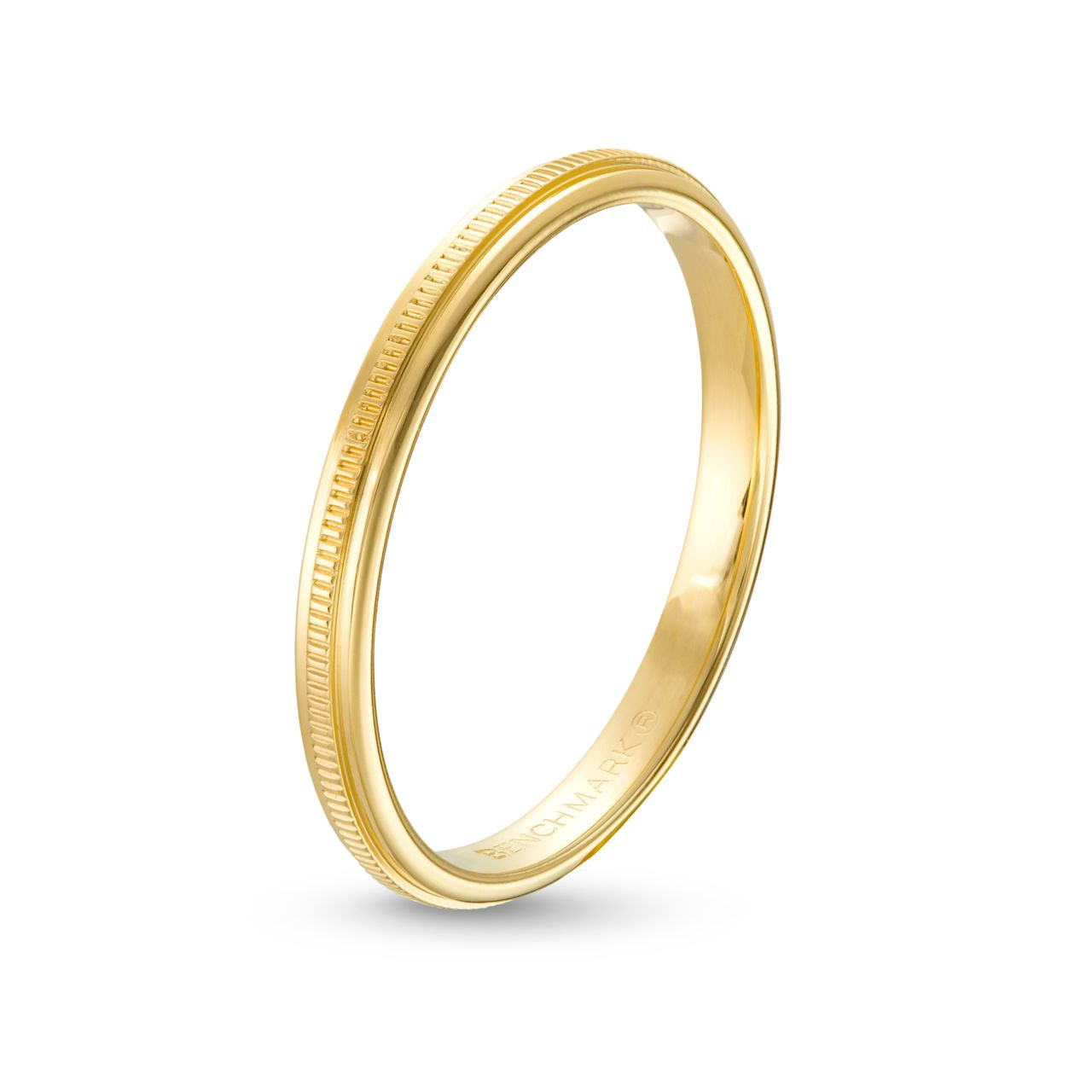 High Polish Milgrain Center 2mm Wedding Band 2