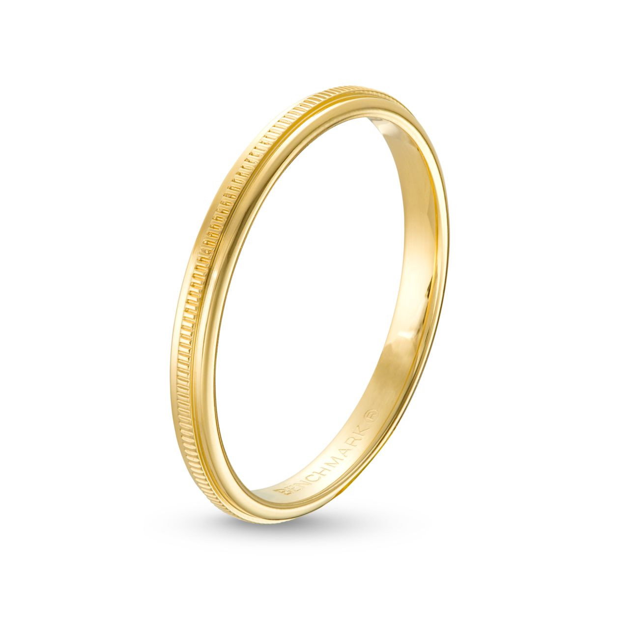 High Polish Milgrain Center 2mm Wedding Band 2