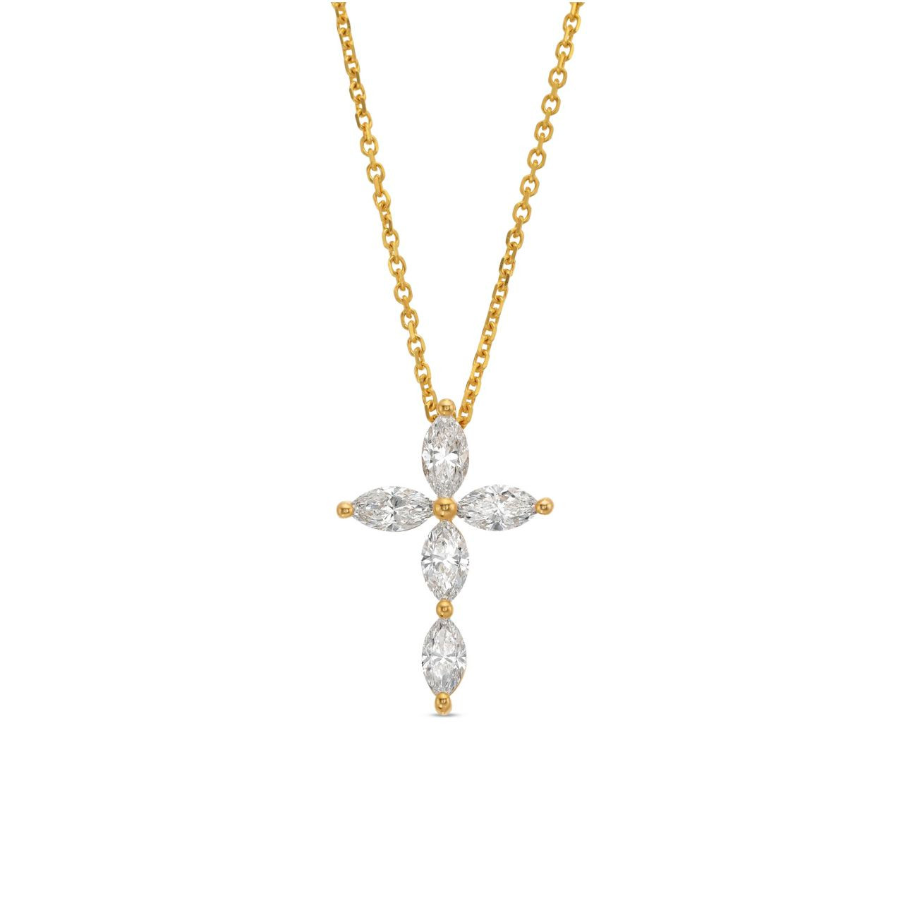 Marquise Shape Diamond Cross Pendant