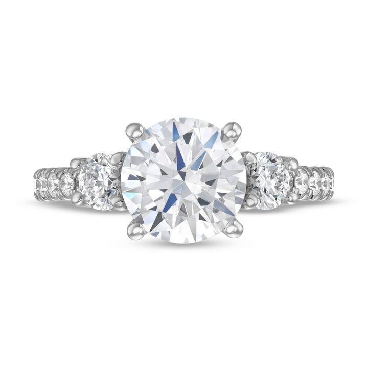 White Gold 14K Verragio Renaissance Three Stone Diamond Accented Engagement Setting