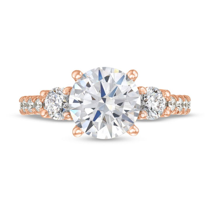 Rose Gold 14K Verragio Renaissance Three Stone Diamond Accented Engagement Setting
