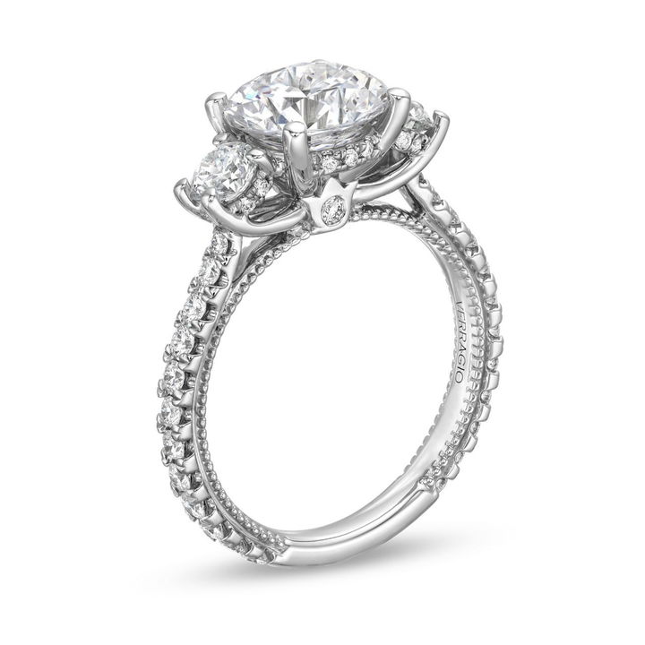 White Gold 14K Verragio Renaissance Three Stone Diamond Accented Engagement Setting