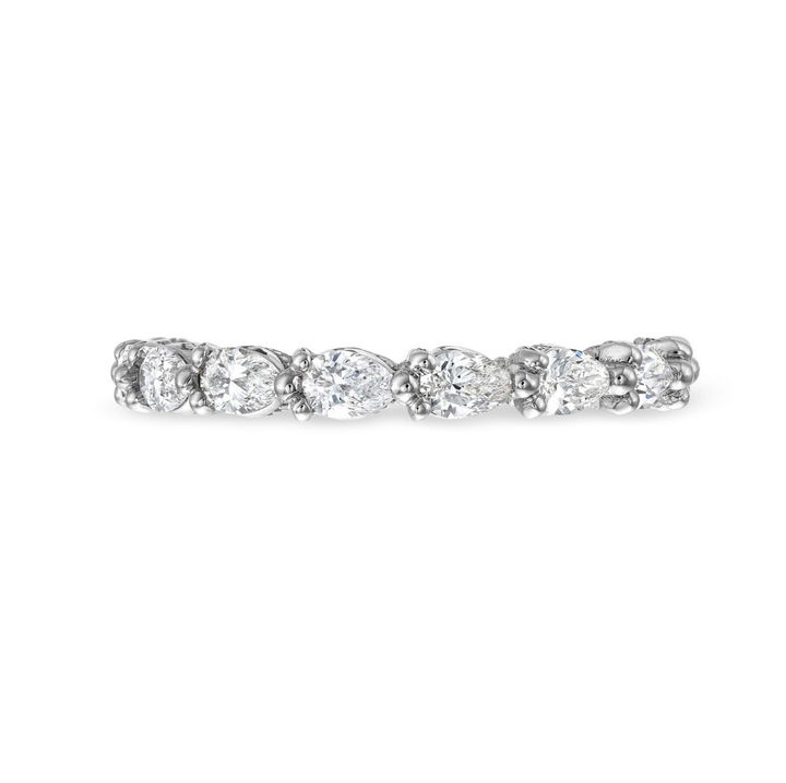 White Gold 18K Tacori Sculpted Crescent Pear Diamond 3/4 Way Wedding Band