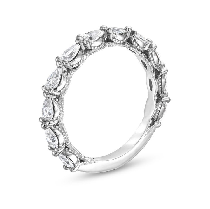 Tacori Sculpted Crescent Pear Diamond 3/4 Way Wedding Band In Platinum