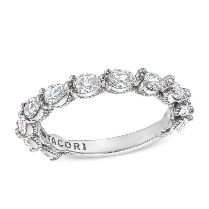 Tacori Sculpted Crescent Pear Diamond 3/4 Way Wedding Band In Platinum