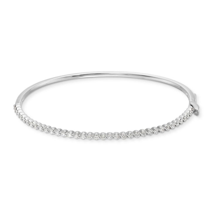 White Gold 14K Floating Diamond Bangle Bracelet