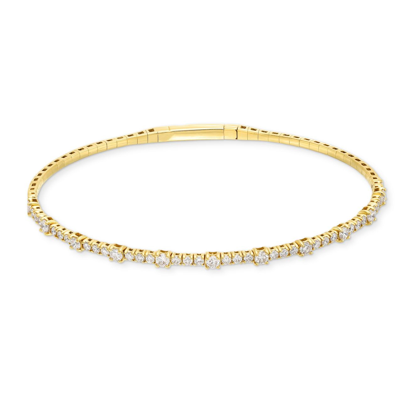 Alternating Diamond Flexible Bangle Bracelet