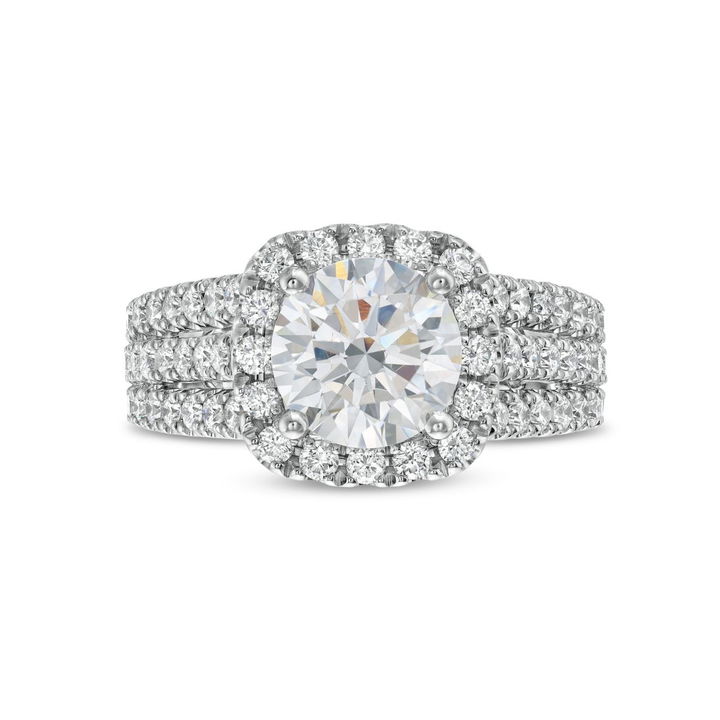 White Gold 14K Three Row Halo Diamond Luxury Engagement Setting By Diamonds Direct Designs