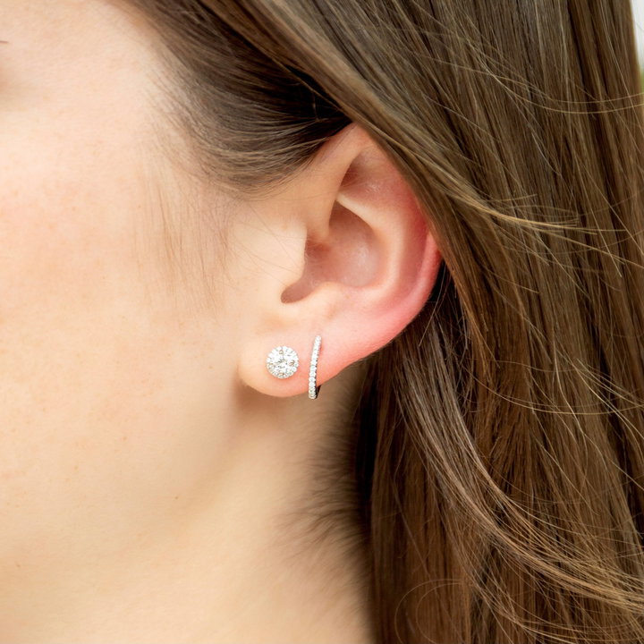 0.50 inch Huggie Diamond Hoop Earrings In White Gold 14K