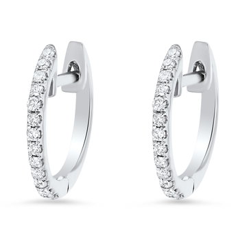 0.50 inch Huggie Diamond Hoop Earrings In White Gold 14K