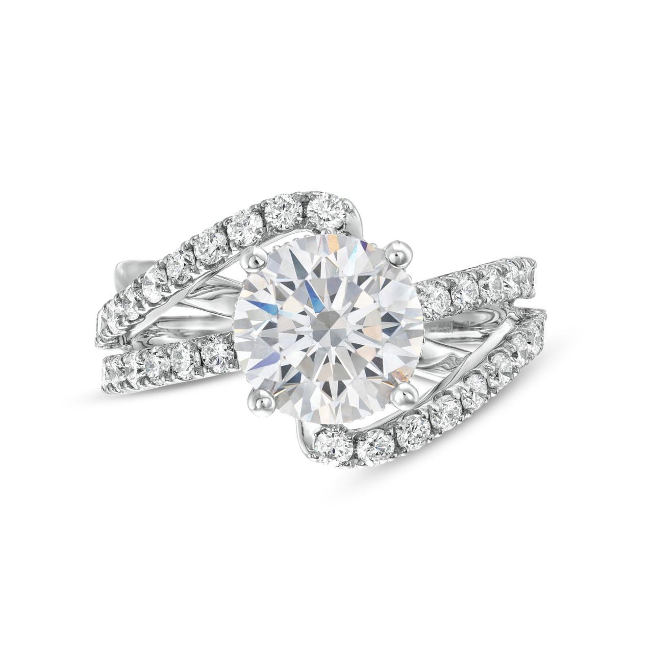 Three Row Swirl Diamond Luxury Engagement Setting By Adorette In White Gold 14K 0