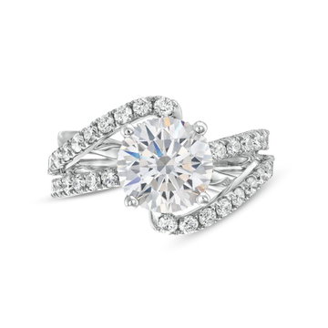 Three Row Swirl Diamond Luxury Engagement Setting By Adorette In White Gold 14K