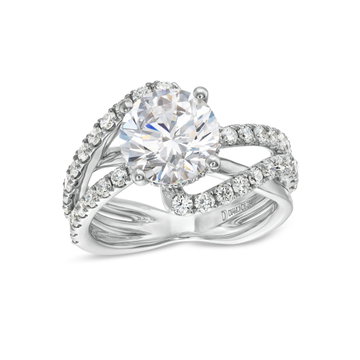 Three Row Swirl Diamond Luxury Engagement Setting By Adorette In White Gold 14K