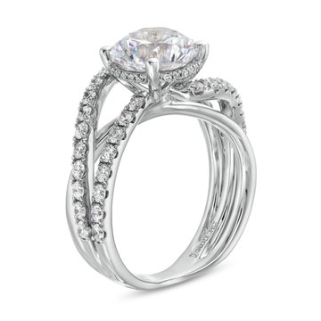 Three Row Swirl Diamond Luxury Engagement Setting By Adorette In White Gold 14K