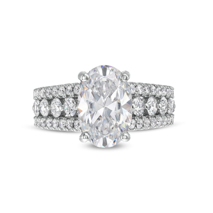 Three Row Diamond Luxury Engagement Setting By Adorette In White Gold 14K