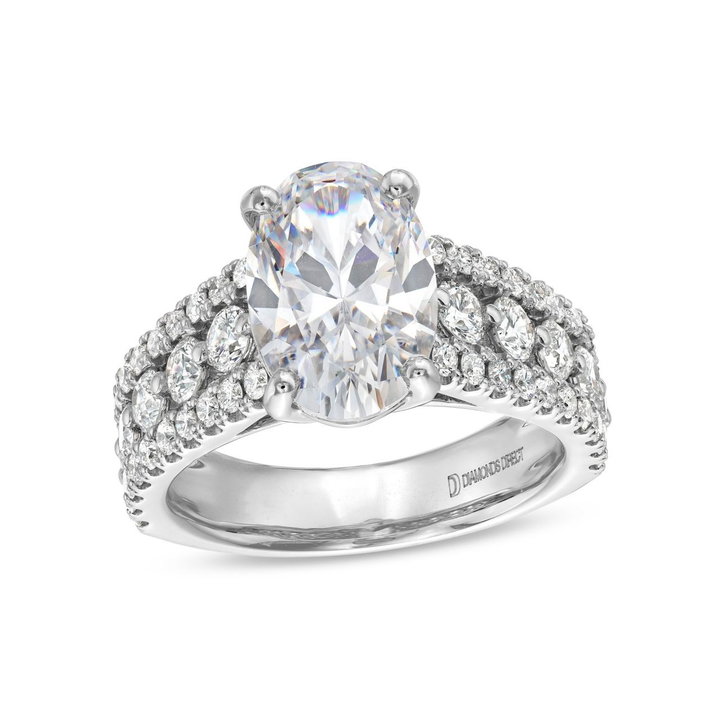 Three Row Diamond Luxury Engagement Setting By Adorette In White Gold 14K