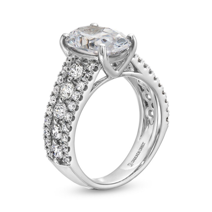 Three Row Diamond Luxury Engagement Setting By Adorette In White Gold 14K