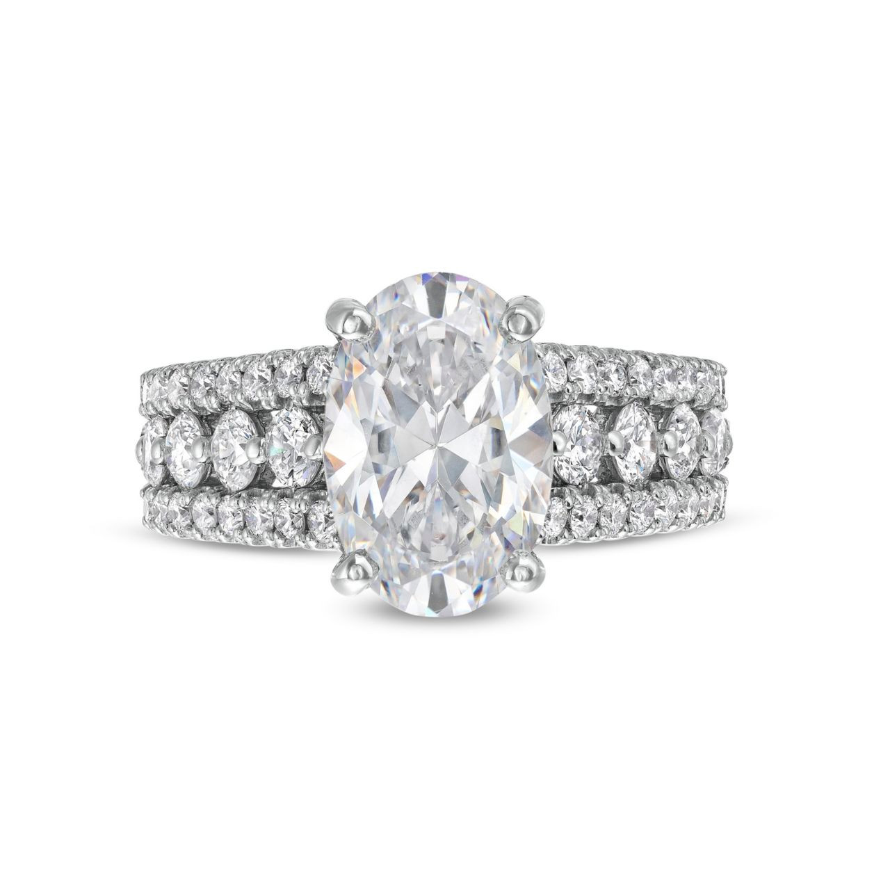 Three Row Diamond Luxury Engagement Setting By Adorette