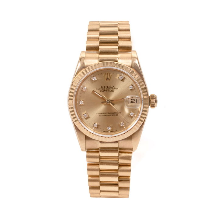 Rolex Datejust 31MM Champagne Diamond Watch | Yellow Gold