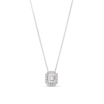 Diamond Mosaic Pendant Necklace In White Gold 14K