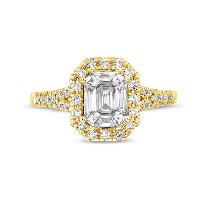 Yellow Gold 14K Diamond Mosaic Ring