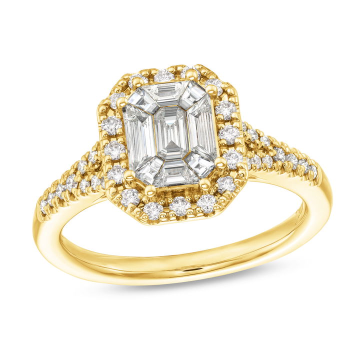 Yellow Gold 14K Diamond Mosaic Ring