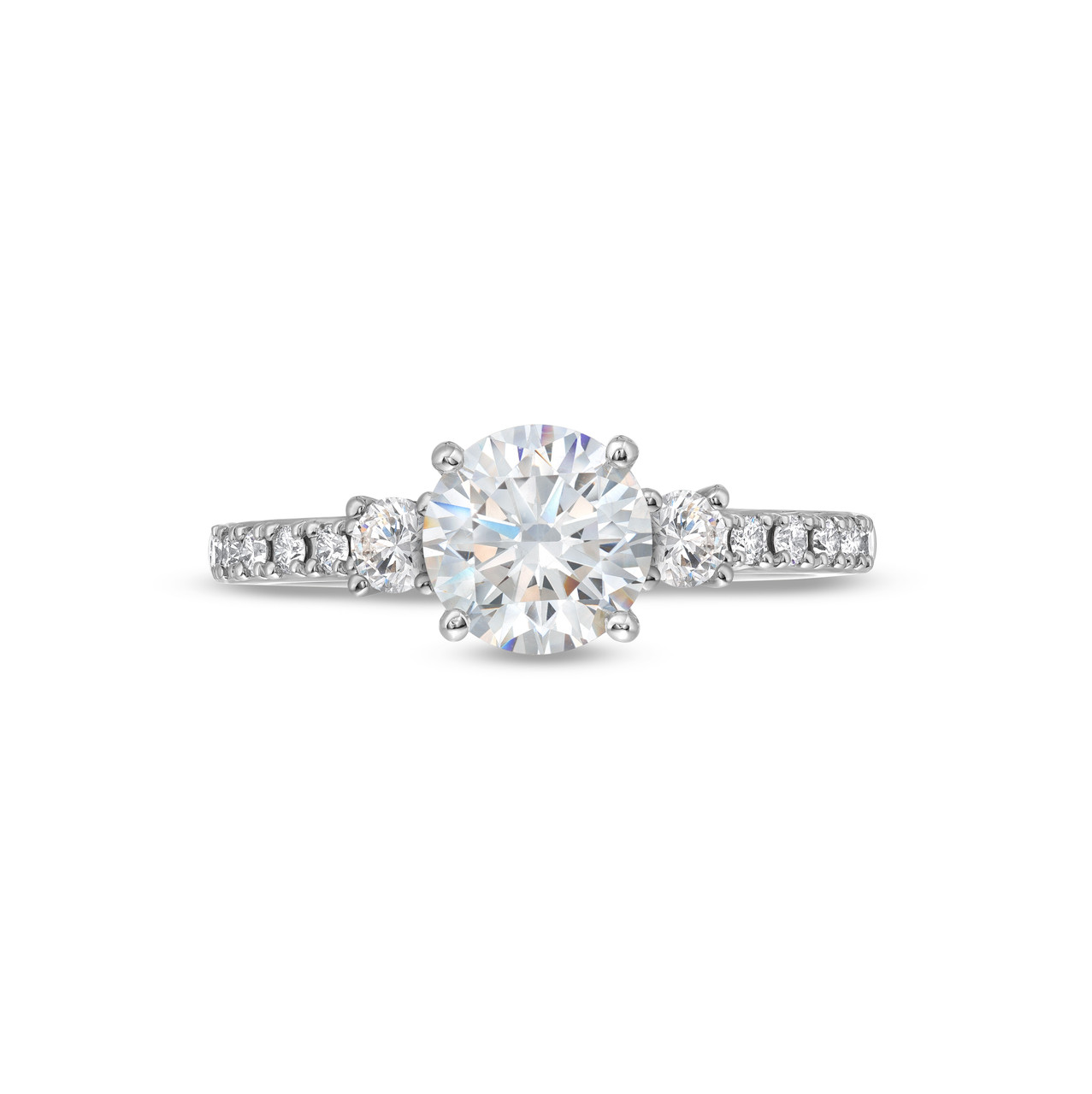 Three Stone Round Hidden Diamond Engagement Setting by Adorette In White Gold 14K 0