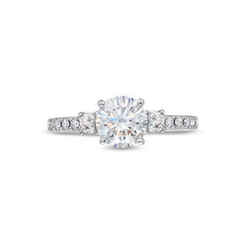 Three Stone Round Hidden Diamond Engagement Setting by Adorette In White Gold 14K
