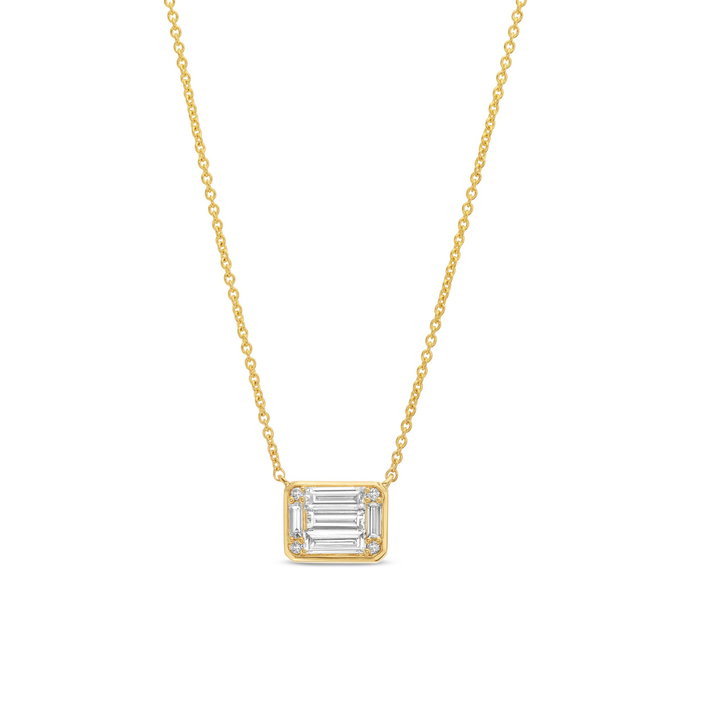 Bezel Diamond Mosaic Pendant In Yellow Gold 14K