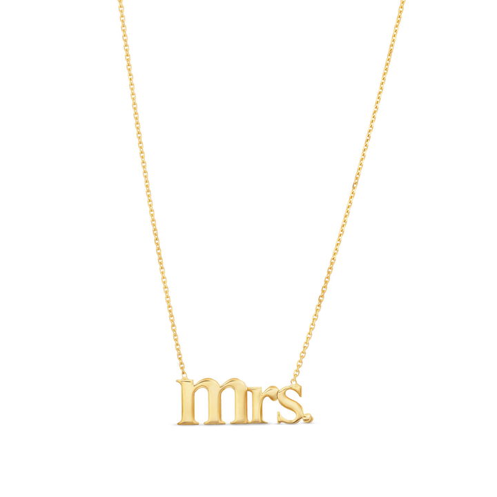 Mrs. Nameplate Pendant Necklace In Yellow Gold 14K