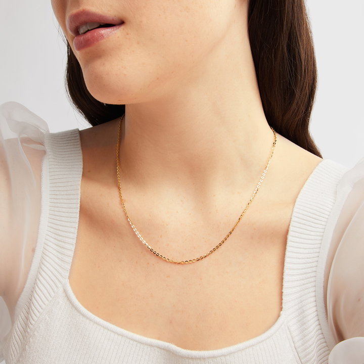 Diamond Cut Adjustable Cable Chain In Yellow Gold 14K
