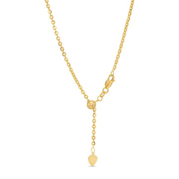 Diamond Cut Adjustable Cable Chain In Yellow Gold 14K