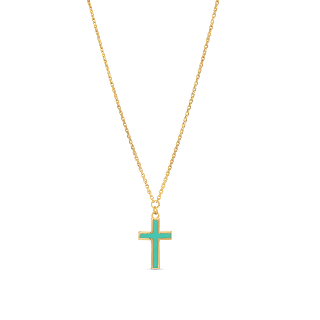 Turquoise Enamel Cross Pendant