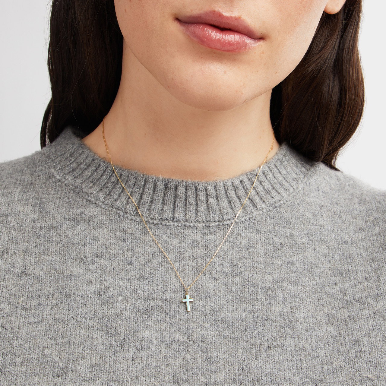 Turquoise Enamel Cross Pendant