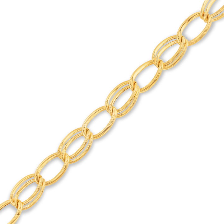 Alternating Single/Double Link Bracelet In Yellow Gold 14K