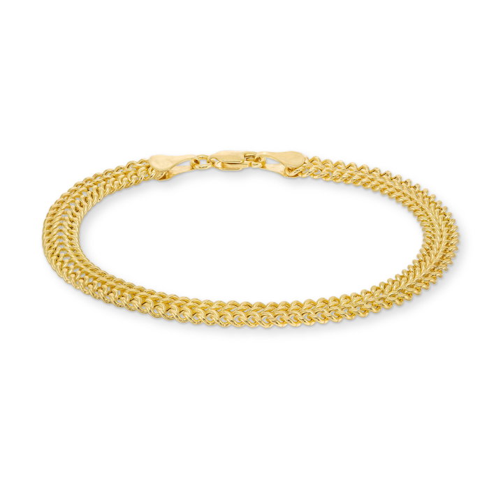 Diamond Cut Curb Bismark Bracelet In Solid 14K Yellow Gold