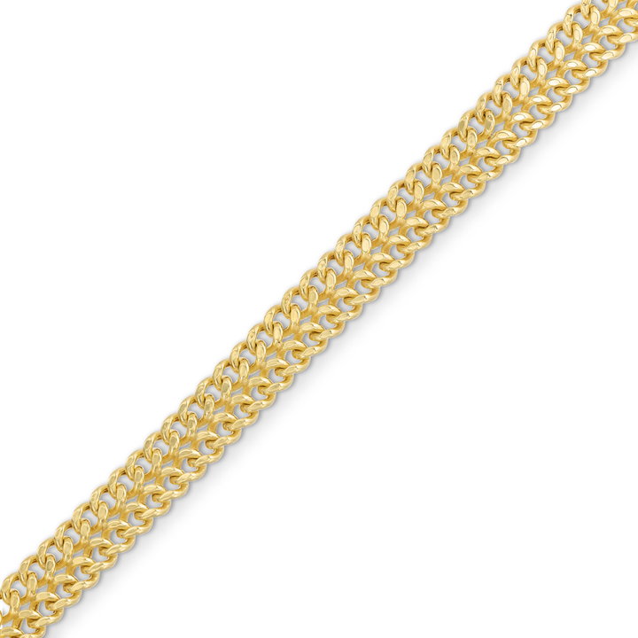 Diamond Cut Curb Bismark Bracelet In Solid 14K Yellow Gold
