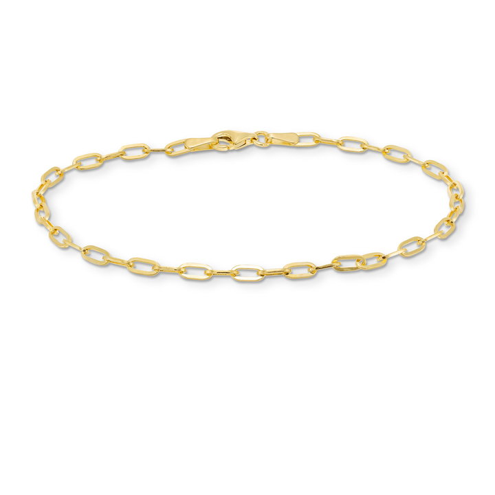 Petite Paperclip Chain Bracelet In Solid 14K Yellow Gold