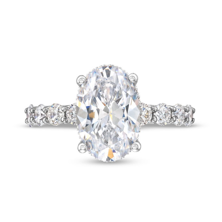 Hidden Halo U-Prong Diamond Engagement Setting by Adorette In White Gold 14K