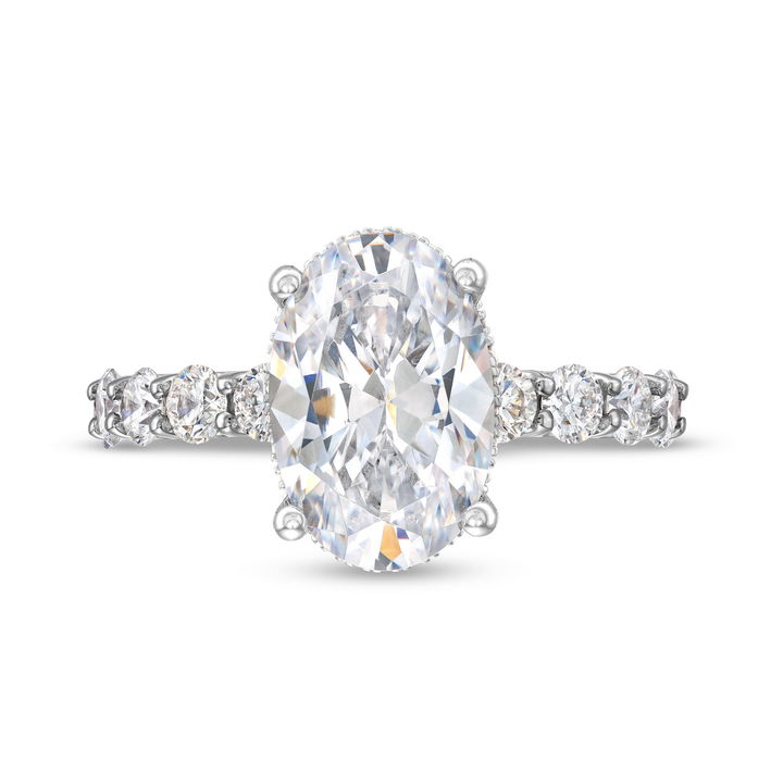 Hidden Halo U-Prong Diamond Engagement Setting by Adorette In White Gold 14K