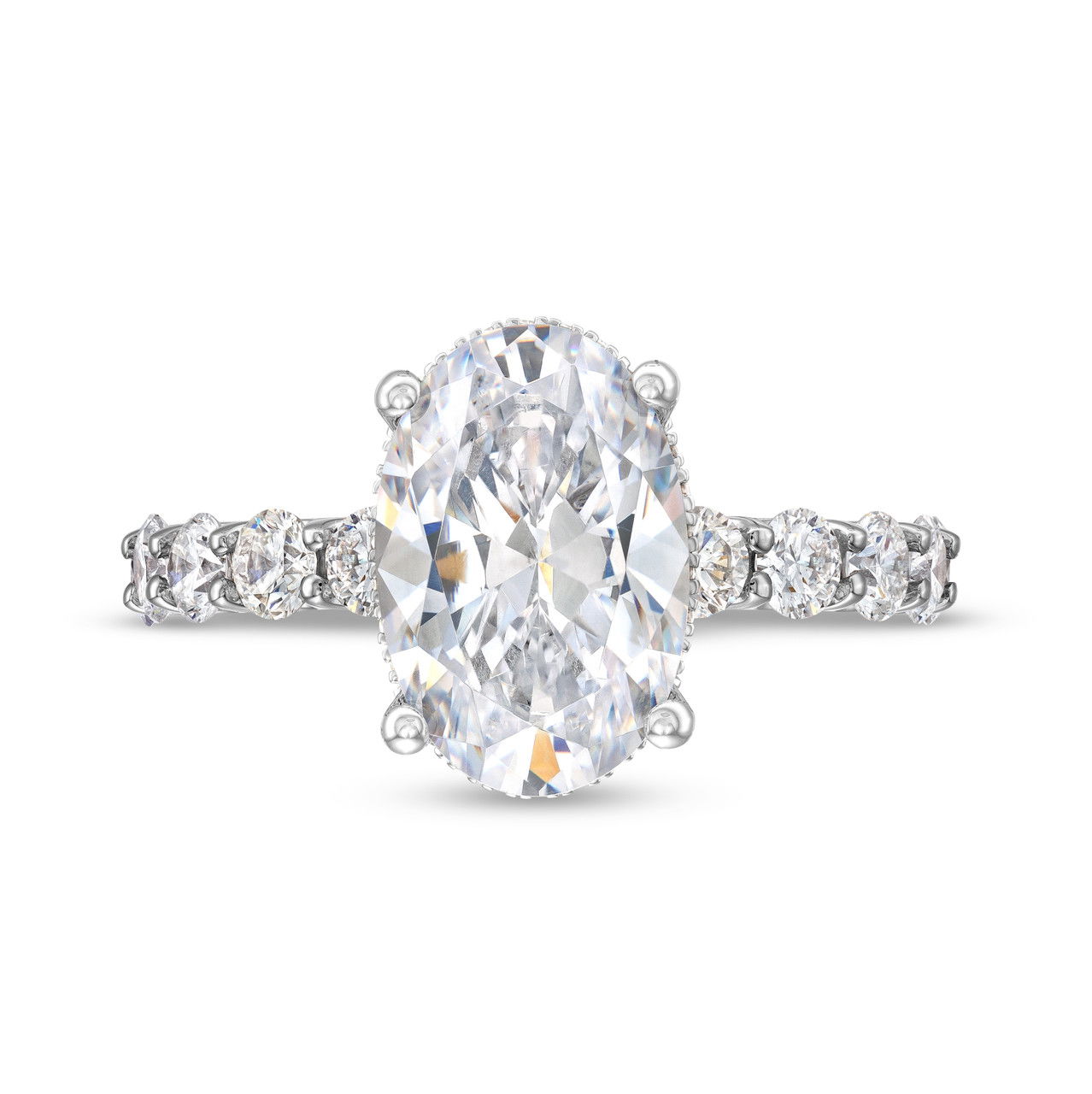 Hidden Halo U-Prong Diamond Engagement Setting by Adorette
