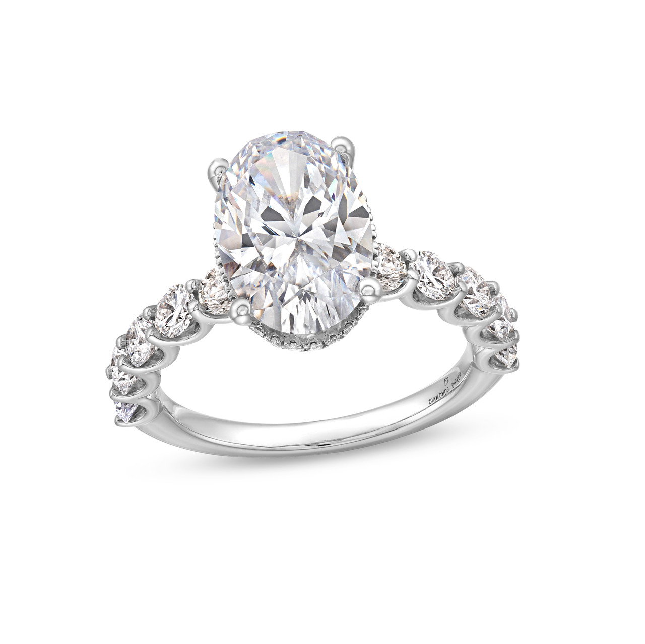 Hidden Halo U-Prong Diamond Engagement Setting by Adorette In White Gold 14K 1