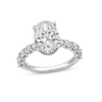 Hidden Halo U-Prong Diamond Engagement Setting by Adorette In White Gold 14K