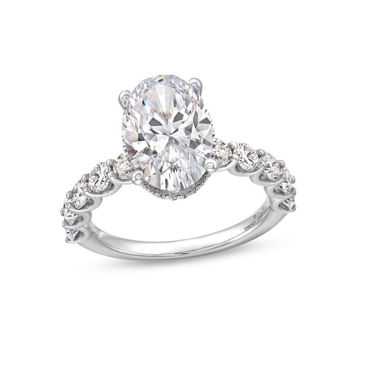 Hidden Halo U-Prong Diamond Engagement Setting by Adorette In White Gold 14K